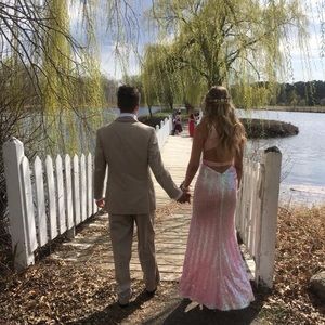 Pink prom dress! + garter